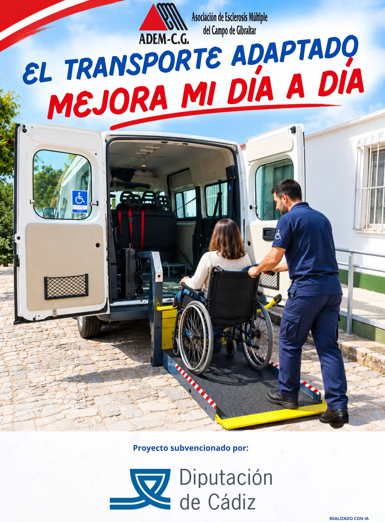 ADEM-CG refuerza su servicio de transporte adaptado gracias al apoyo de la Diputación de Cádiz